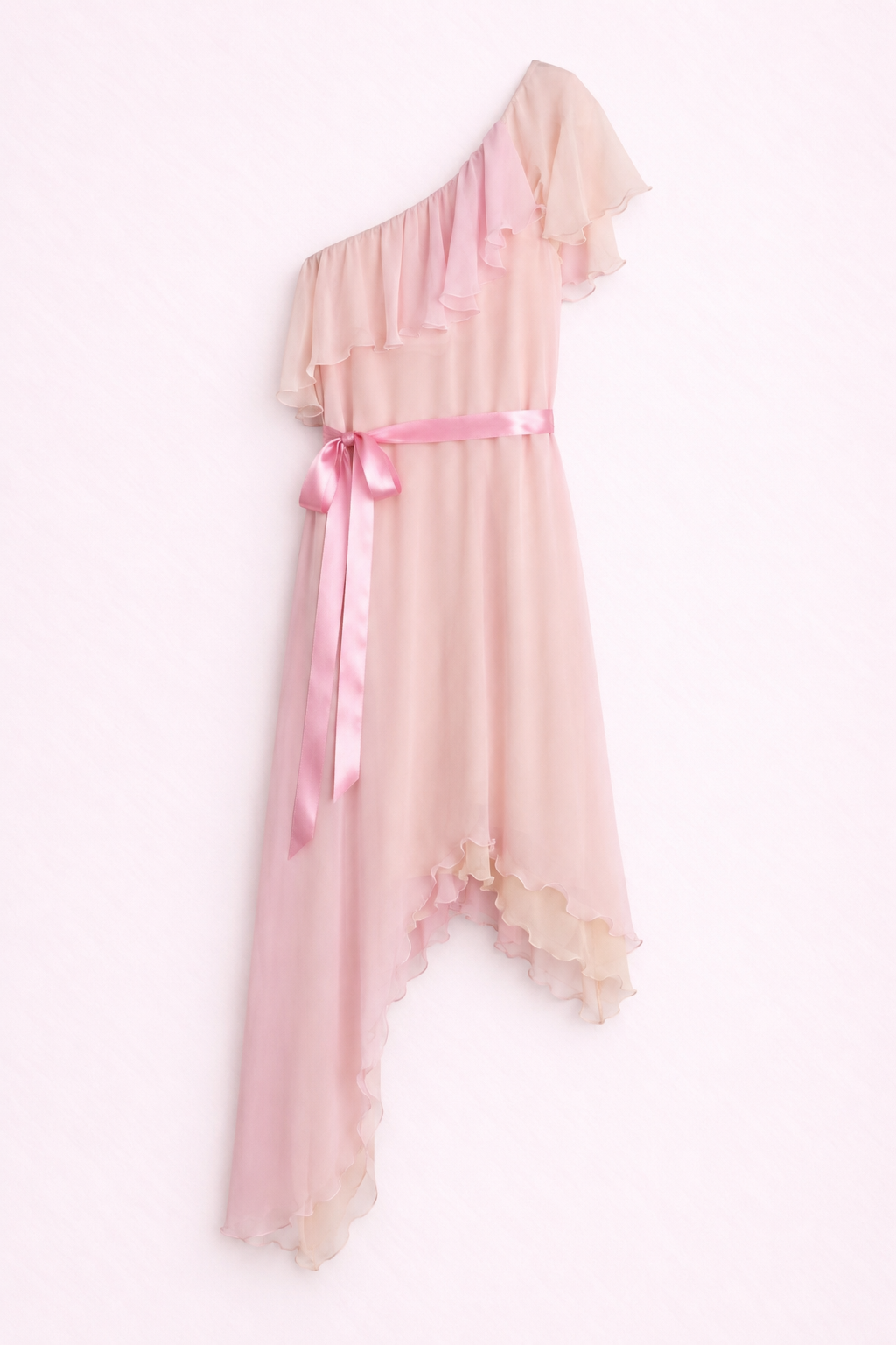 AUTHENTIC VINTAGE BLUSH OMBRÉ ONE SHOULDER DRESS