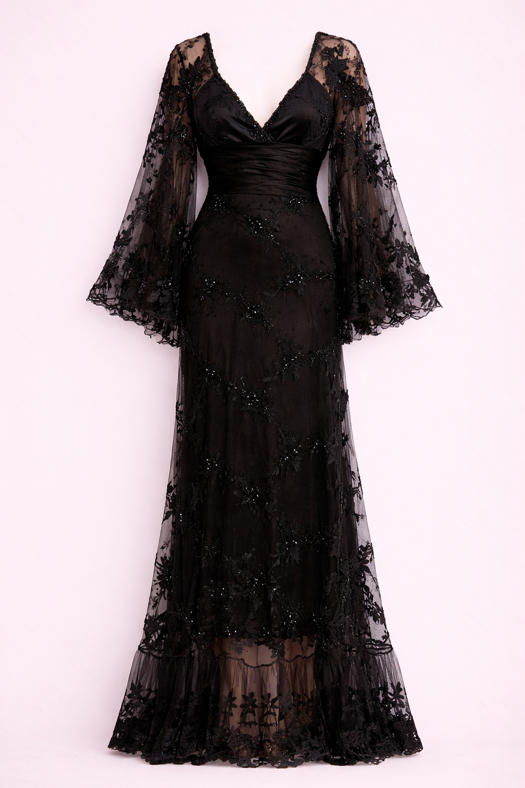 DRAMA SLEEVES LACE GOWN