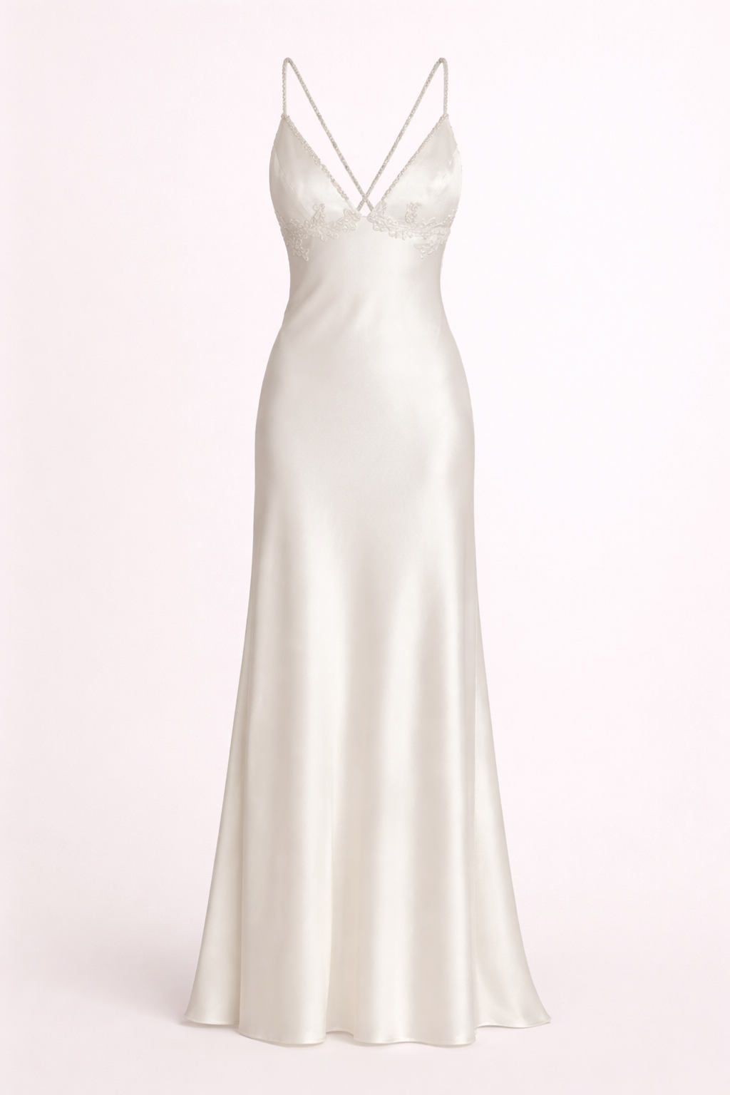 VINTAGE  BIAS-CUT SLIP GOWN WITH LACE APPLIQUE
