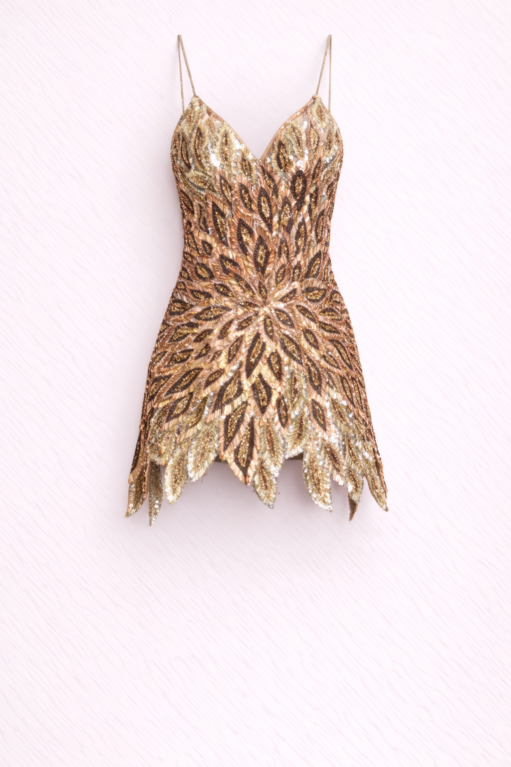 LEAVES BEADED FIRE ICONIC MINI DRESS