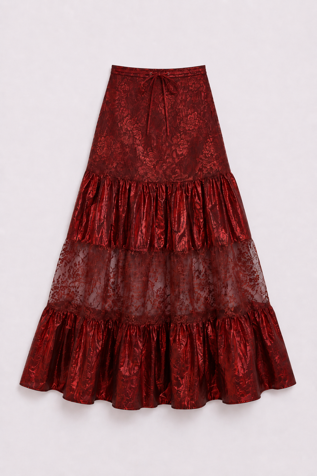 THE LACE BURGUNDY SKIRT - VINTAGE COUTURE