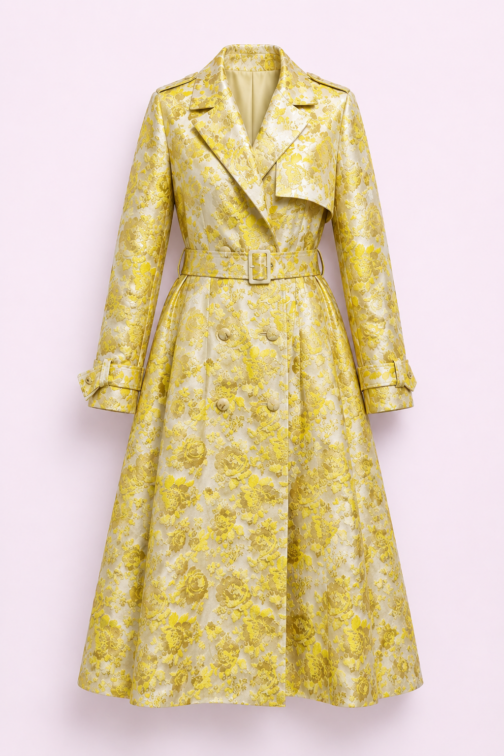 LONG SUN FLORAL BROCADE COAT