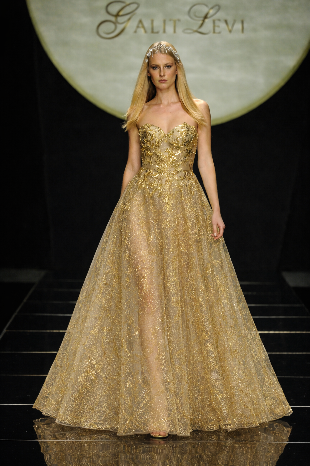 CORSET GOLD NET SEQUIN BALL GOWN