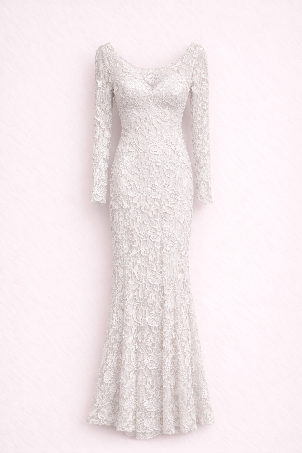 BIG FLOWERS GUIPURE LACE LONG SLEEVES GOWN