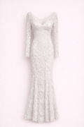 BIG FLOWERS GUIPURE LACE LONG SLEEVES GOWN