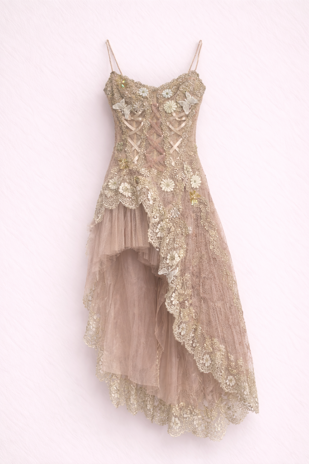 CARRIE BRADSHOW GARDEN VINTAGE COUTURE LACE CORSET AND SKIRT SET