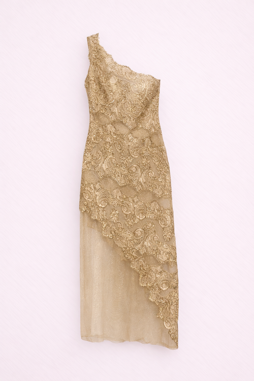 A SYMMETRIC GOLD LACE DRESS Galit Levi A SYMMETRIC GOLD LACE DRESS Galit Levi